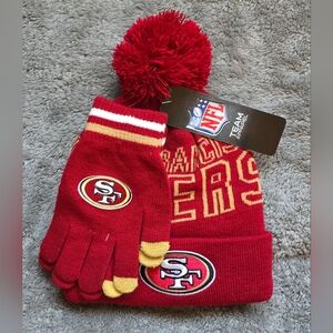 NFL San Francisco 49ers Tailgate Glove & Beanie In RED